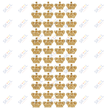 Adhesive Rhinestone Crown Shape Gold 48/pk