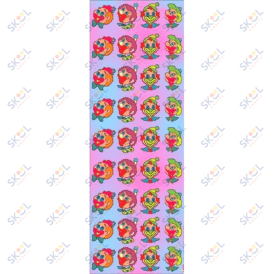 Purim Clown Head Stickers (25 Stickers)