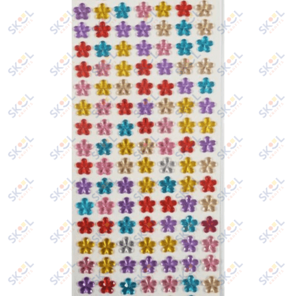 Adhesive Rhinestone Flower Assorted 11mm 140/pk