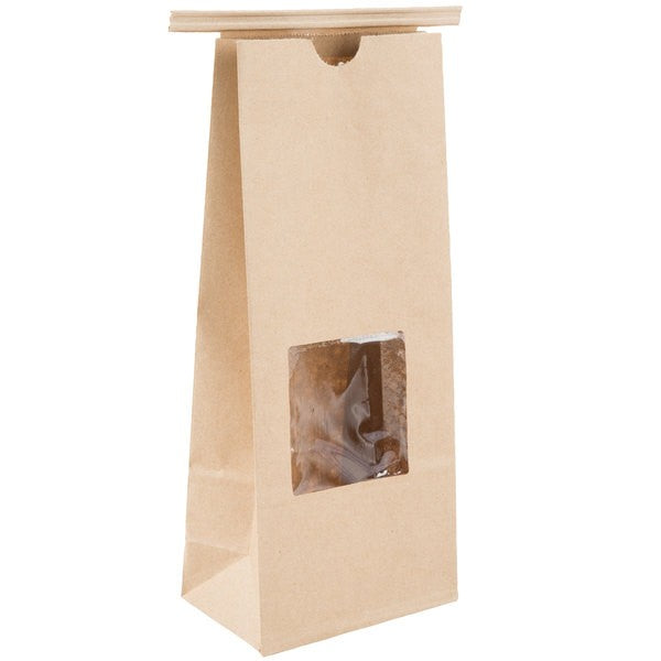 Brown Window Craft Paper Bag 4 1/4" x 9 3/4" 100/pk