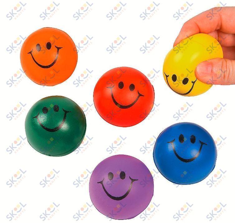 Smile Face Stress Balls 2" 8/pk