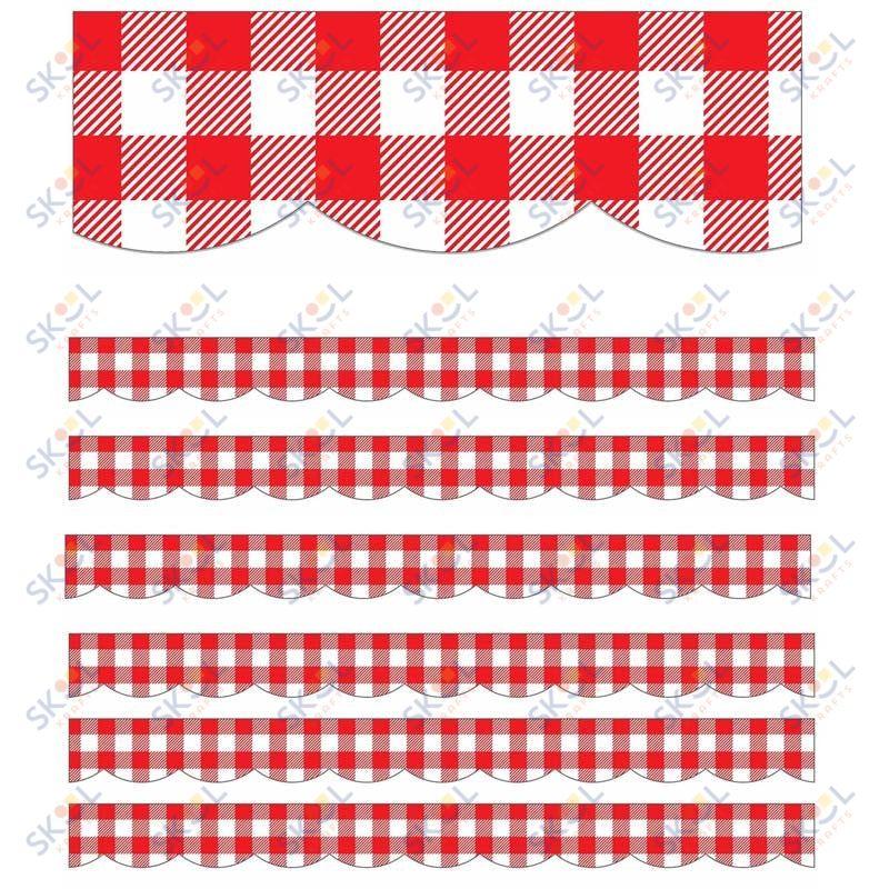 Red Gingham Scalloped Border 13/pk