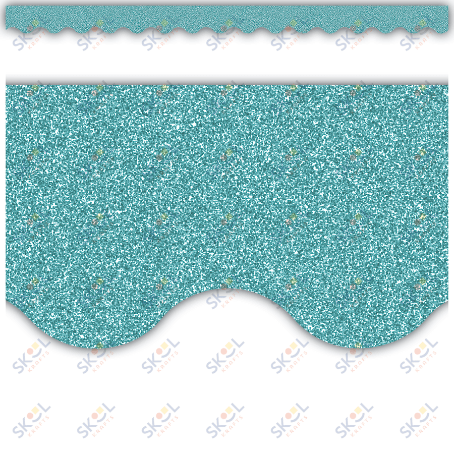 Ice Blue Glitz Scalloped Border