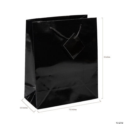 Paper Bags Black Medium 7.5" x 3.5" x 9" 12/pk