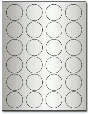 Silver Foil Labels Round 24/pg 20 sheets