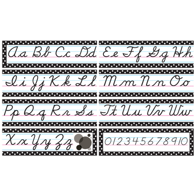 Black Polka Dot Cursive Bulletin Board