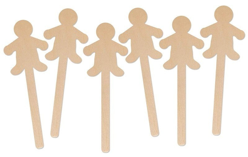Wooden People Sticks 6/pk