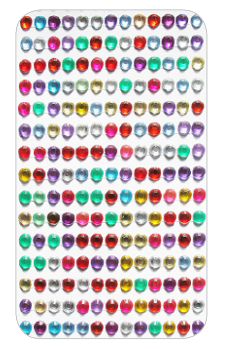 Adhesive Rhinestones Assorted Color 6mm 220/pk