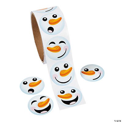 Paper Snowman Face Roll of Stickers