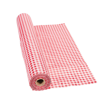 Red Gingham Plastic Tablecloth Roll 40" x 100'"