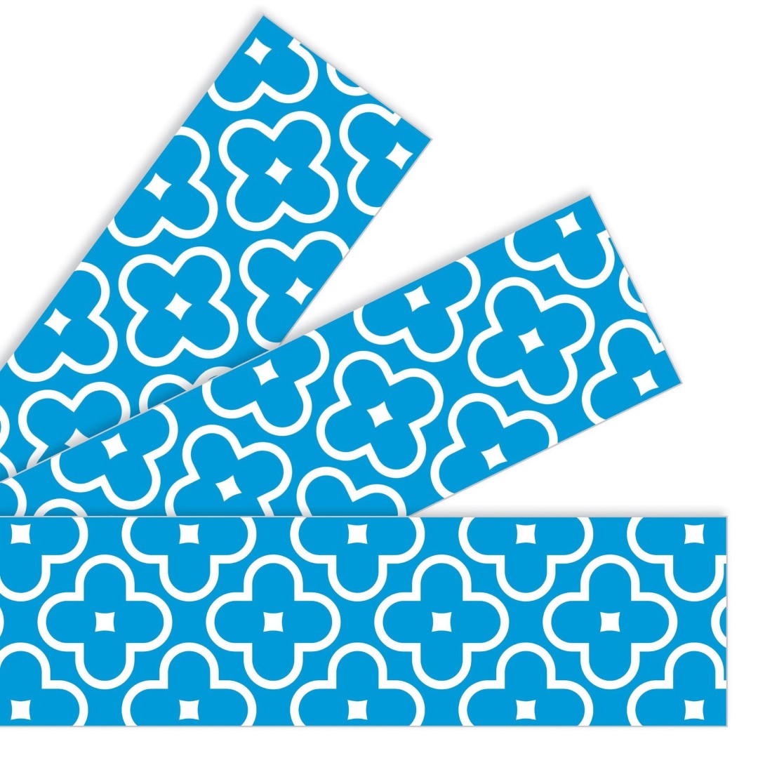 Floral Blue Borders 2 3/4in x 35 3/4ft 12/pk (Discontinued)