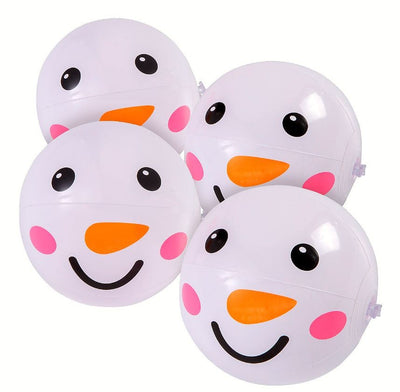 Inflatable Snowman Face Beach Balls 5" 12/PK