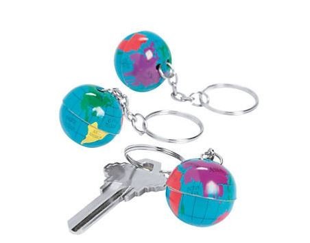 Metal Globe Keychains 144/pk