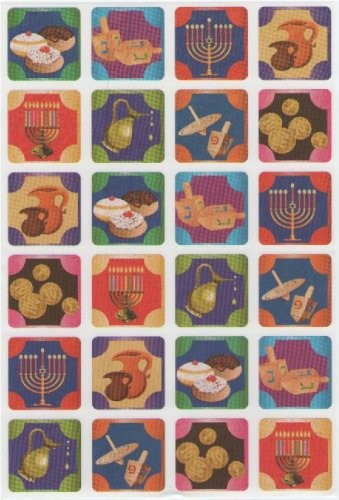 Chanukah Square Stickers 1" 10 Sheets (closeout)