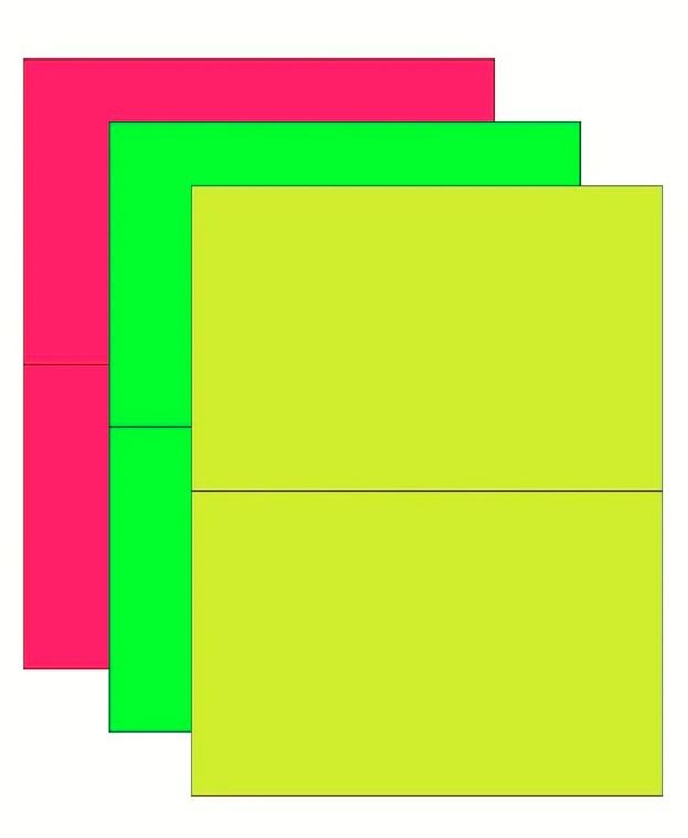 Fluorescent Assorted Labels 2/pg 50/pk