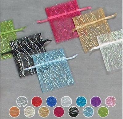 3x4" Sparkle Stripe Organza Pouch 12/pk Silver_x000d_
(discontinued)