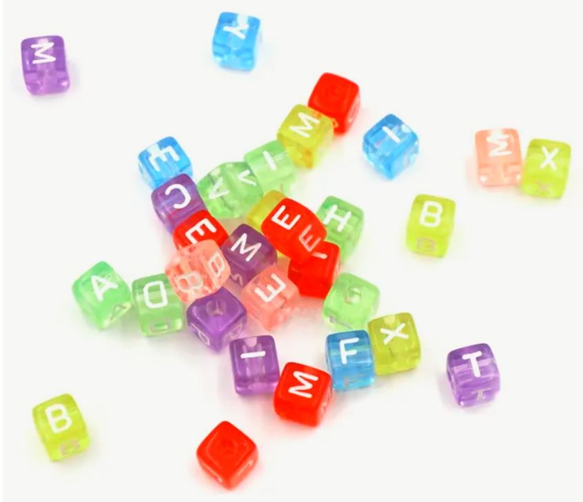Alphabet Beads Square Shape 30ct