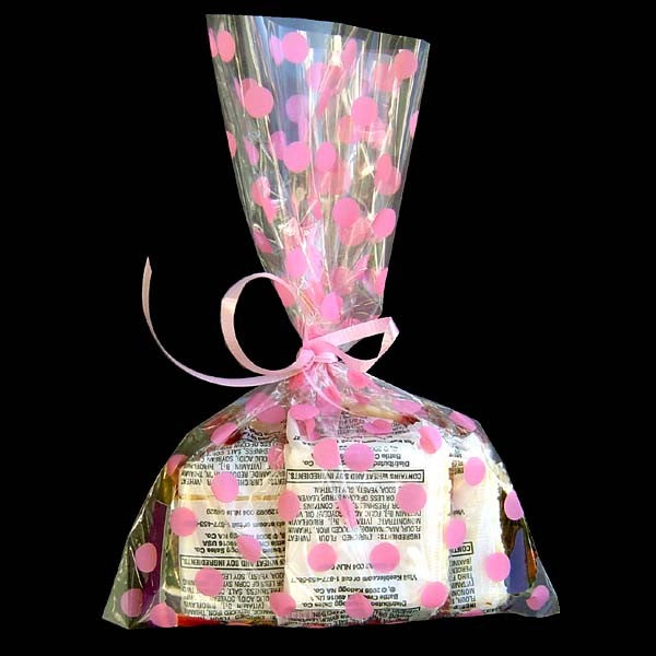 6X9" printed cello bag-100/pk, DOT-PINK