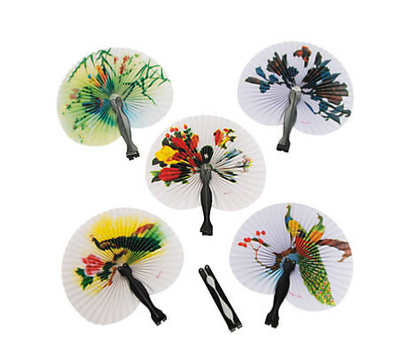 Paper Mini Oriental Folding Fans 12/pk