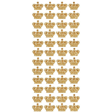 Adhesive Rhinestone Crown Gold 48/pk