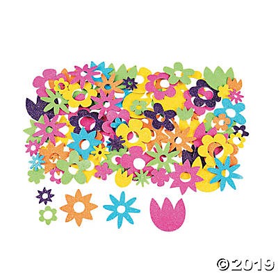 Fabulous Self-Adhesive Flower Glitter Foam Shape 500/pk
