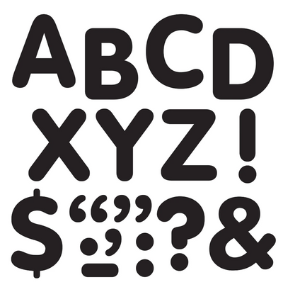 Black 2-Inch Casual Uppercase Letters 1pc
