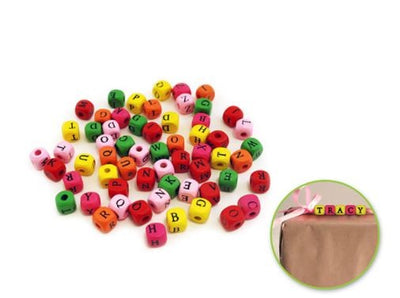 Letter Wood Beads Multi 10mm 60/pk (closeout)