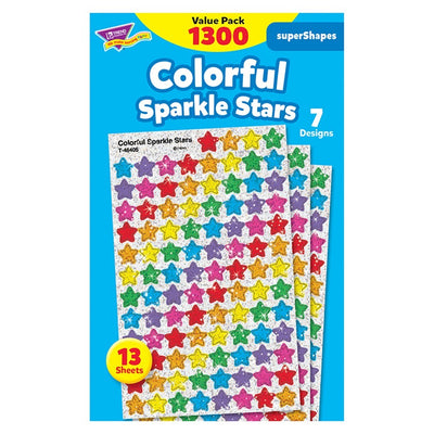 Colorful Sparkle Stars Stickers Value Pack 7/16" 1232/pk