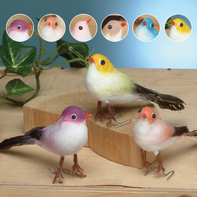 4" Feather Birds Assorted 12pcs