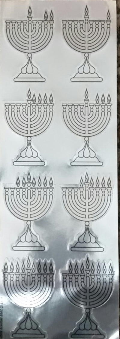 Menorah Die Cut Stickers Silver 6/Sheets