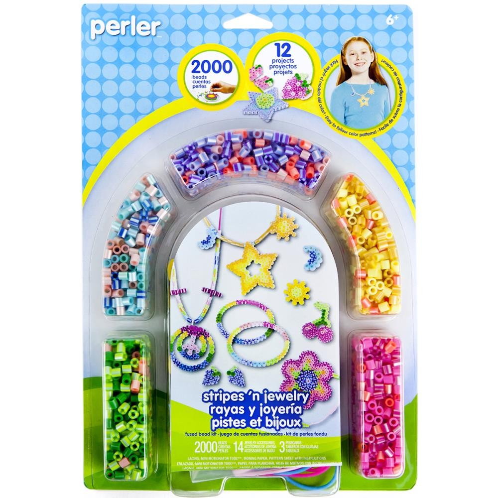 Perler Stripes 'n Jewelry Activity Kit, 2,000 Beads