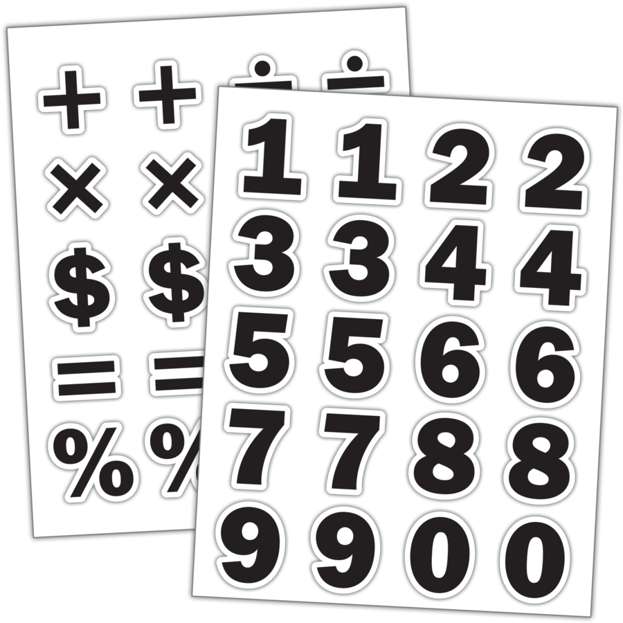 Black Numbers Stickers Die Cut 1" 120 Stickers