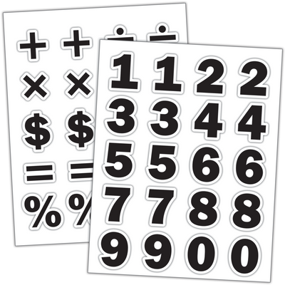 Black Numbers Stickers Die Cut 1" 120 Stickers