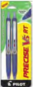 Precise V5 Retractable Pen Blue Extra Fine 2/Pk