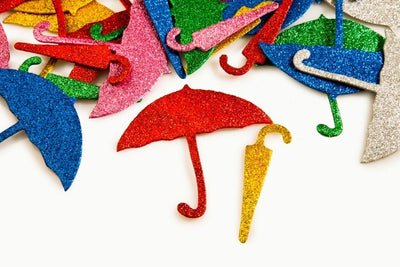Umbrella Sparkle Foam Shapes 3 1/2" x 3 1/2" 20/pk(Discontinued)