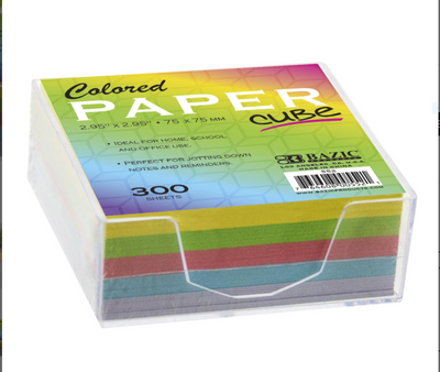 300 Ct. Color Paper Cube w/ Tray 2.95"