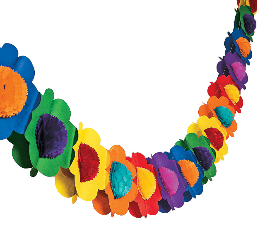Multicolor tissue flower garland 9ft x7" 1pc