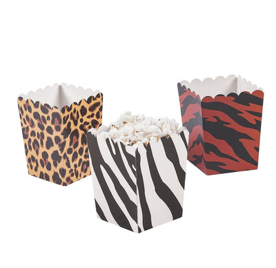 Mini Animal Print Popcorn Boxes 3" x 3" x 4" - 24 Pc.