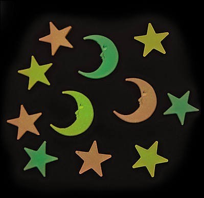 Plastic glow in the dark stars and moons 144/pk