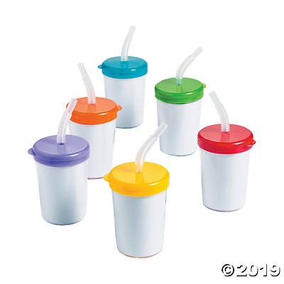 DIY Cups With Lids & Straws 4" 8 oz. - 12 Pc.