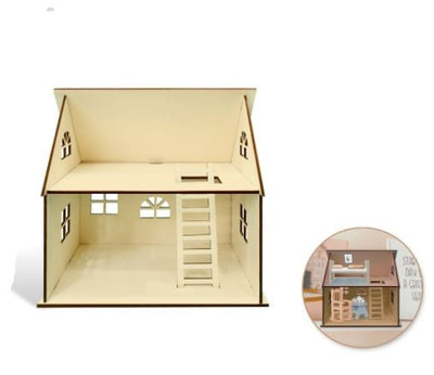 DIY 3D Doll House Structure Open Roof 7" x 10 1/2" x 9.8"