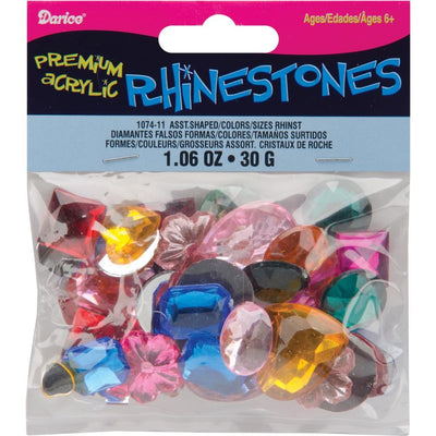 Rhinestone Assorted Colors And Shapes 30 Grams (Closeout)