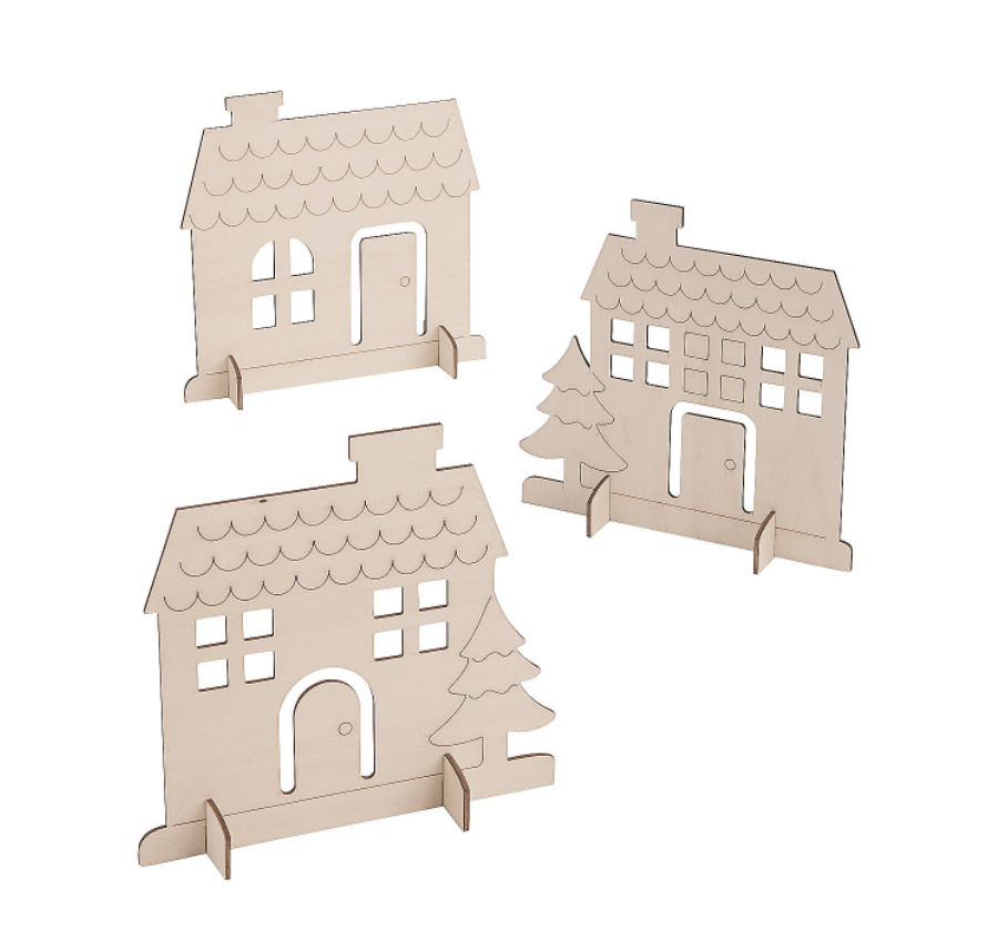 DIY Wood village craft kit 6"x6" 12/pk (assorted) (discontinued)