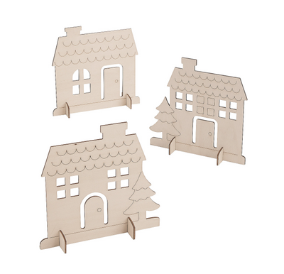 DIY Wood village craft kit 6"x6" 12/pk (assorted) (discontinued)