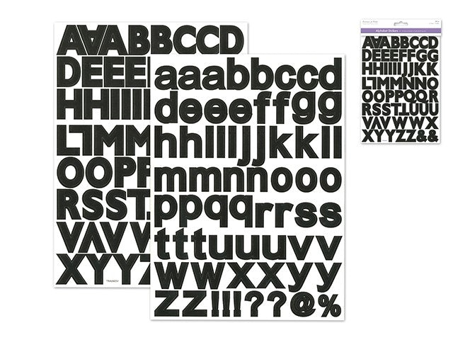 Alphabet Stickers Black 126 Stickers (2 sheets)
