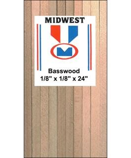 Basswood 1/8" x 1/8" x 24" (Discontinued)