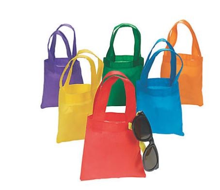 Mini Bright Color Tote Bags 6" x 6" 12/pk