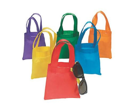 Mini Bright Color Tote Bags 6" x 6" 12/pk
