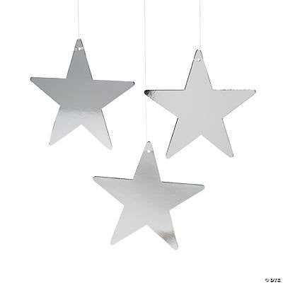 Silver metallic Stars 9" 12pcs