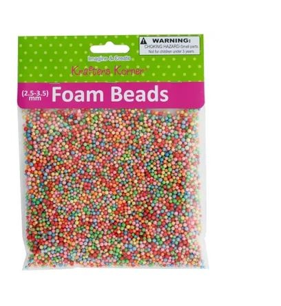 Multi-Colored Foam Craft Beads 2 mm 12g